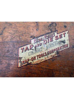 Snap-On Tools Tap Die Set TD-2500 Vintage In Original Wooden Case INCOMPLETE